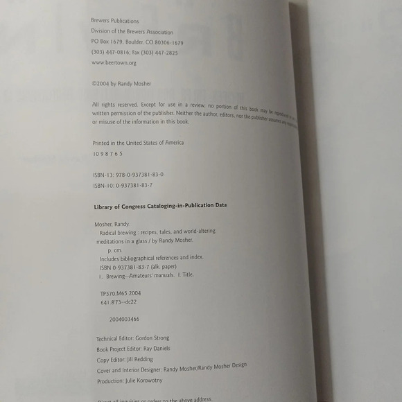Radical Brewing: Recipes, Tales & World-Altering Meditations... by Randy Mosher - Picture 2 of 8